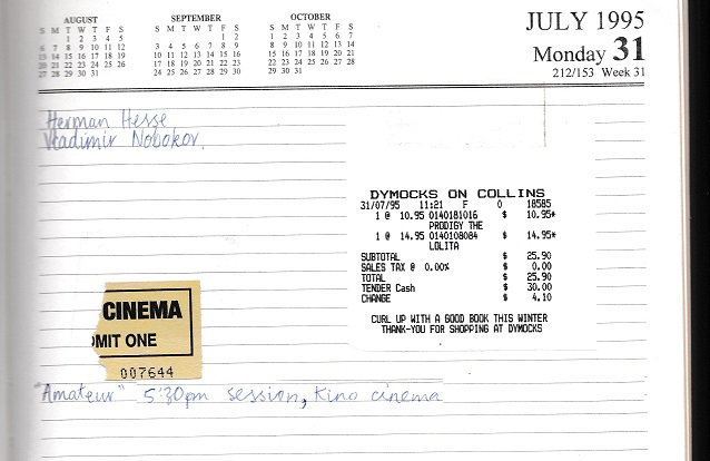 Diary 31 July 1995 001